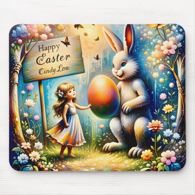 CINDY LOU ~ Easter Bunny Egg Flowers ~   Mouse Pad (Front)