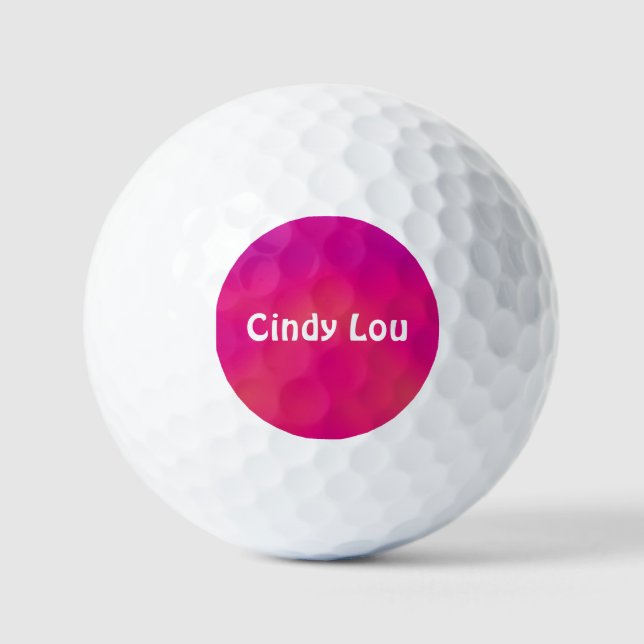 CINDY LOU ~  Pink patterned Golf Ball - unique (Front)