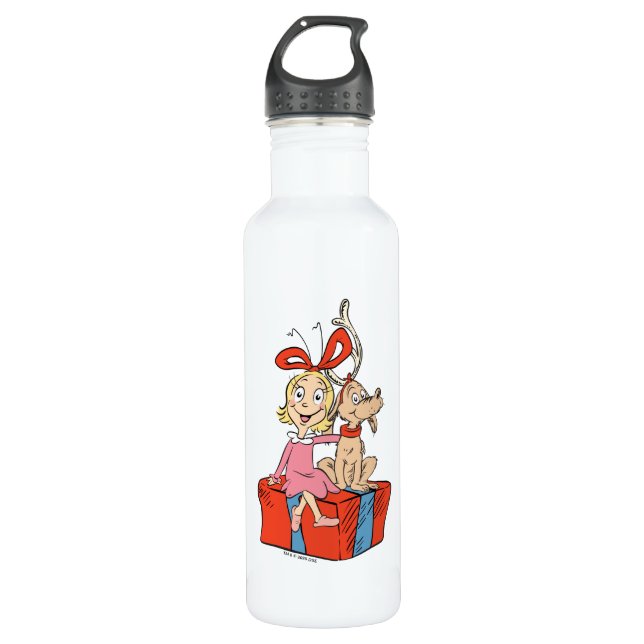 Cindy Lou Who and Max on a Present 710 Ml Water Bottle (Front)