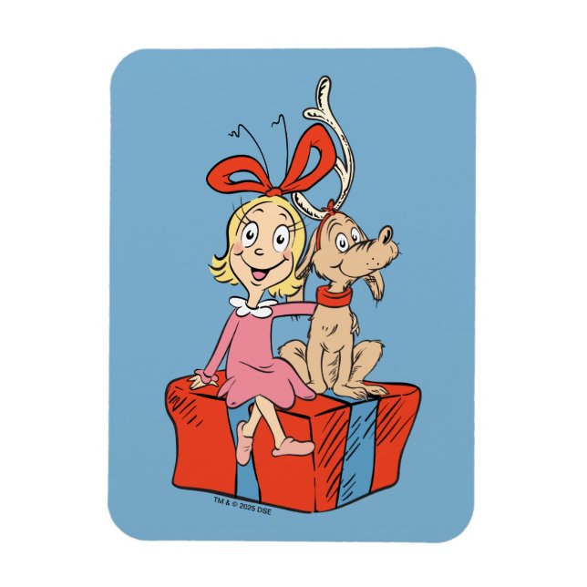 Cindy Lou Who and Max on a Present Magnet (Vertical)
