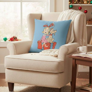 Cindy Lou Who and Max on a Present Throw Pillow