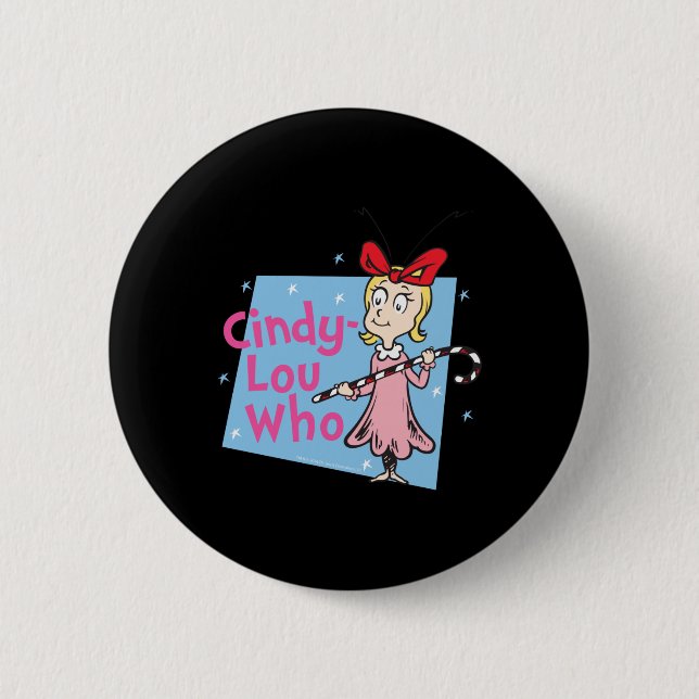 Cindy Lou Who Candy Cane T Shirt  2 Inch Round Button (Front)