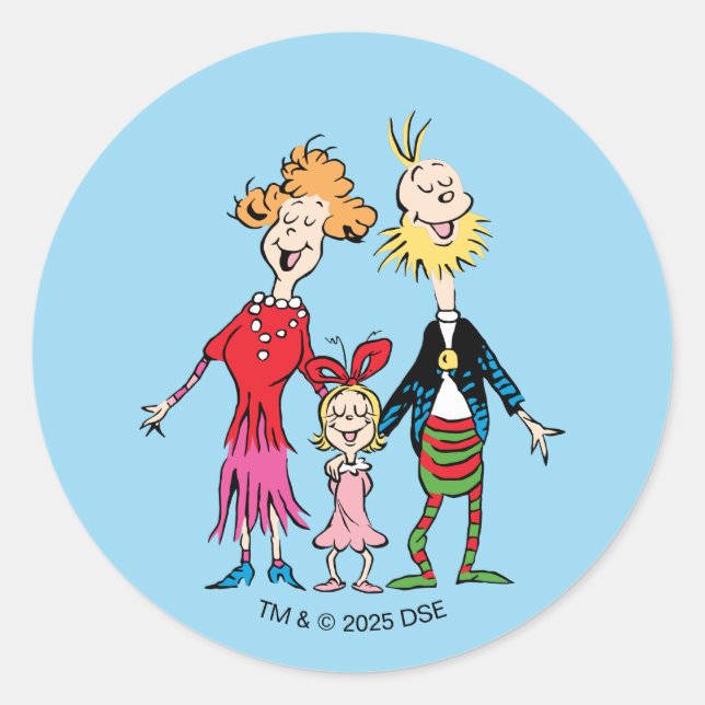 Cindy Lou Who's Family Portrait Classic Round Sticker (Front)