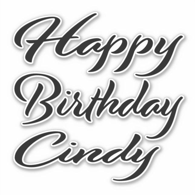 Cindy name first name black Sticker birthday (Front)