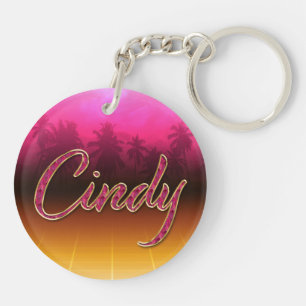 Cindy Prénom Golden rose Porte-clés