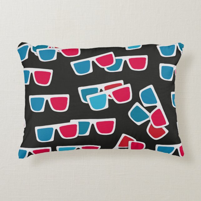 Cinema, 3d glasses pattern, seamless.  accent pillow (Front)