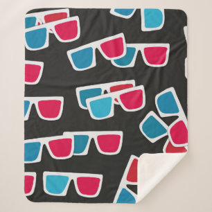 Cinema, 3d glasses pattern, seamless. sherpa blanket