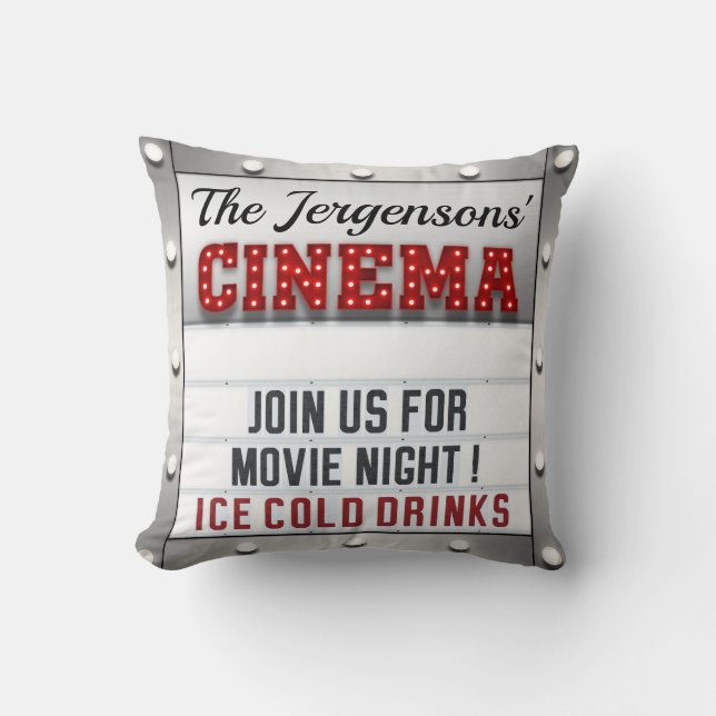 Cinema Movie Night Theatre Theatre  Throw Pillow (Front)