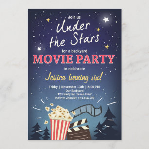 Cinéma Nuit Anniversaire Invitation Sous les étoil
