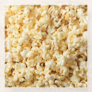 Cinema Popcorn Full Background. Glass Coaster