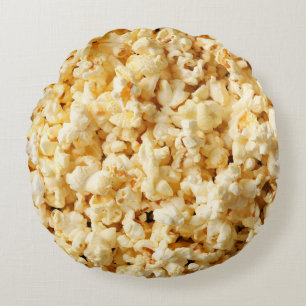 Cinema Popcorn Full Background. Round Pillow