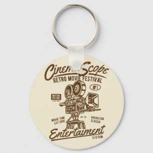 Cinema Scope Classic Retro Hollywood Camera Motion Keychain