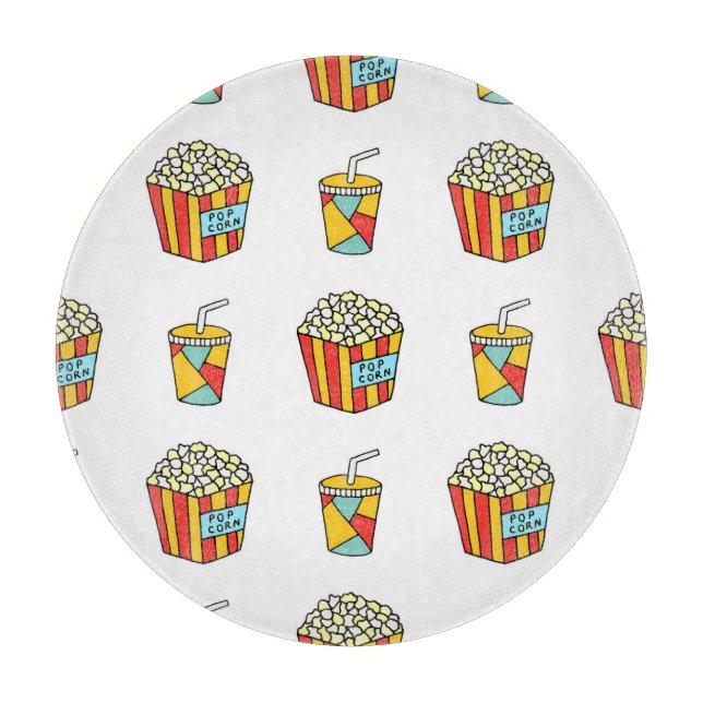 Cinema Snacks: Vintage Doodle Pattern Cutting Board (Front)