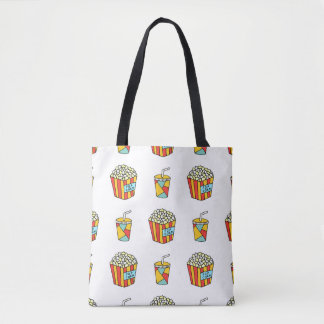 Cinema Snacks: Vintage Doodle Pattern Tote Bag