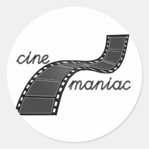 Cinemaniac with Film Strip Classic Round Sticker