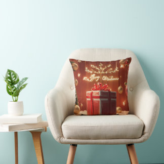 Cinematic Christmas Gift Box Throw Pillow