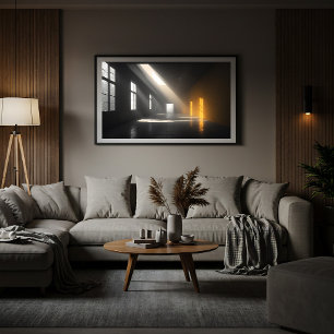 Cinematic Empty Room Moody Light Beams Canvas Print
