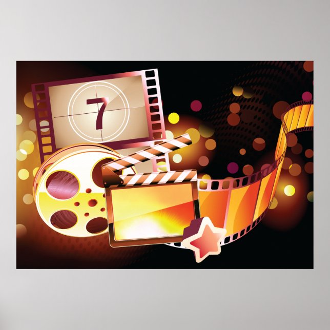Cinematic Film Reel and Clapperboard Poster (Front)
