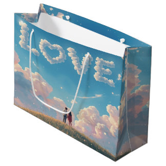 Cinematic "Love" in the Sky & Couple Sunset Scene Large Gift Bag