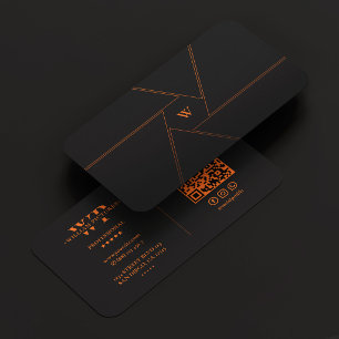 Cinematographer Camera Lens Initial Orange Black Business Card