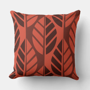 Cinnabar Red Leaves Pattern Throw Pillow