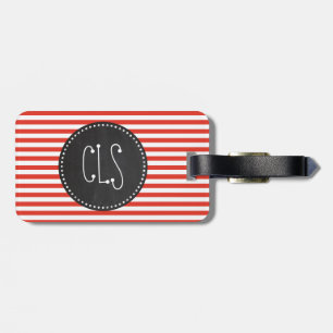 Cinnabar Stripes; Striped; Retro Chalkboard Luggage Tag