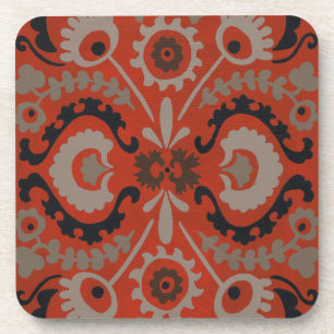 Cinnabar Suzani I Coaster