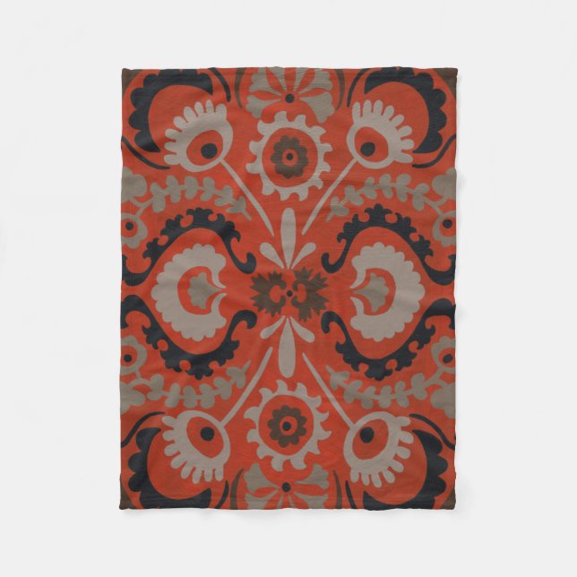 Cinnabar Suzani I Fleece Blanket (Front)