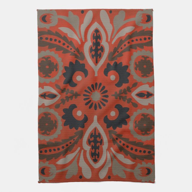 Cinnabar Suzani II Kitchen Towel (Vertical)