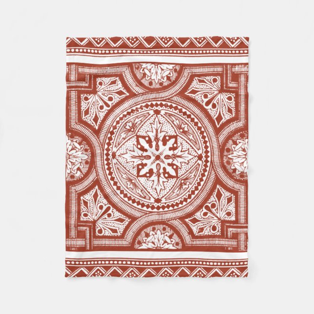 Cinnabar Woodblock IV Fleece Blanket (Front)