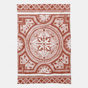Cinnabar Woodblock IV Kitchen Towel