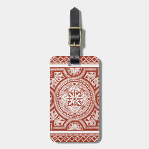 Cinnabar Woodblock IV Luggage Tag