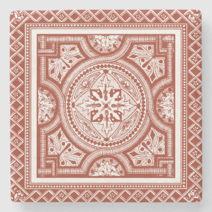 Cinnabar Woodblock IV Stone Coaster