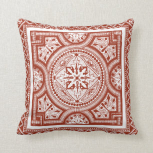 Cinnabar Woodblock IV Throw Pillow