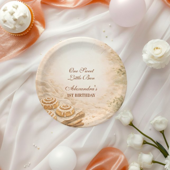 Cinnamon Bakery Little Bun 1st Birthday Paper Plate (Creator Uploaded)