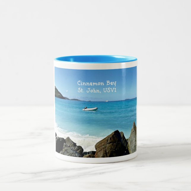 Cinnamon Bay, St. John USVI Two-Tone Coffee Mug (Center)