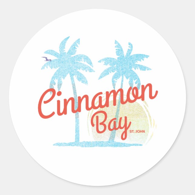 Cinnamon Bay USVI Vintage Beachwear Classic Round Sticker (Front)