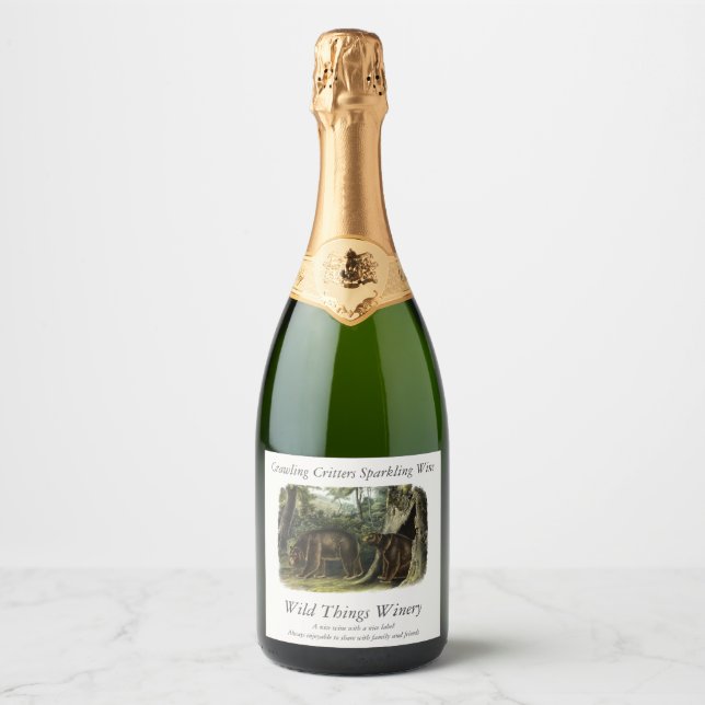 Cinnamon Bear from Audubon's Quadrupeds Sparkling Wine Label (Front)