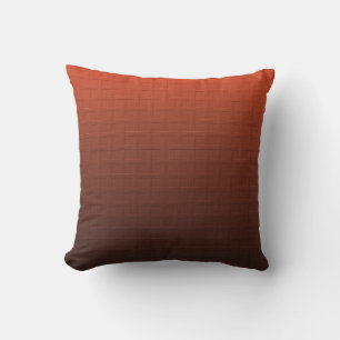 Cinnamon Brown Orange Gradient Basket Weave Design Throw Pillow