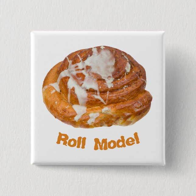 Cinnamon Bun Roll Model 2 Inch Square Button (Front)