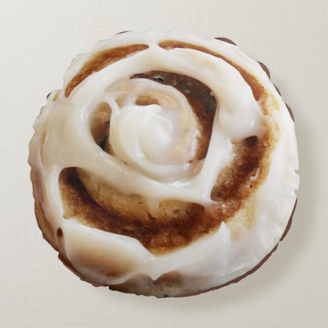 Cinnamon Bun with Icing Round Pillow (Front)