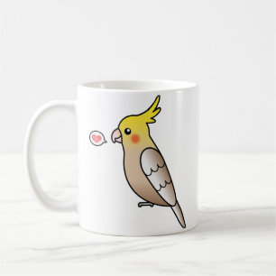 Cinnamon Cartoon Cockatiel Parrot Bird Love Coffee Mug