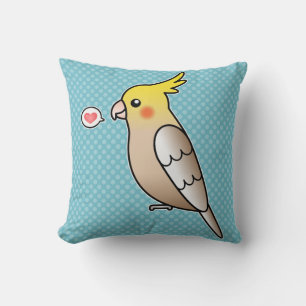 Cinnamon Cockatiel Parrot Bird With A Heart Throw Pillow