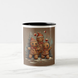 Cinnamon Dreams: Festive Gingerbread Man Christmas Two-Tone Coffee Mug