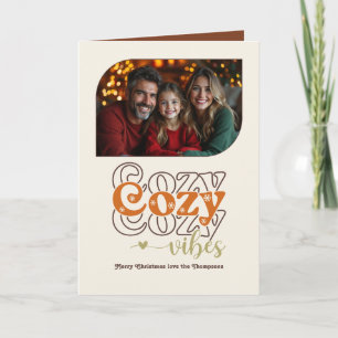 Cinnamon Glow Cozy Vibes Retro Christmas Photo Holiday Card