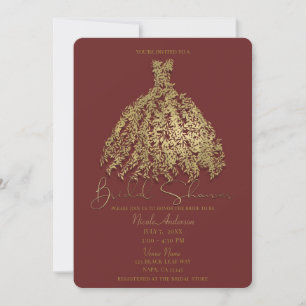 Cinnamon Gold Rustic Botanical Dress Bridal Shower Invitation