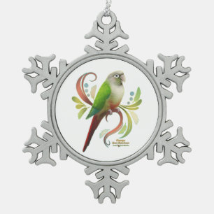 Cinnamon Green Cheek Conure Snowflake Pewter Christmas Ornament