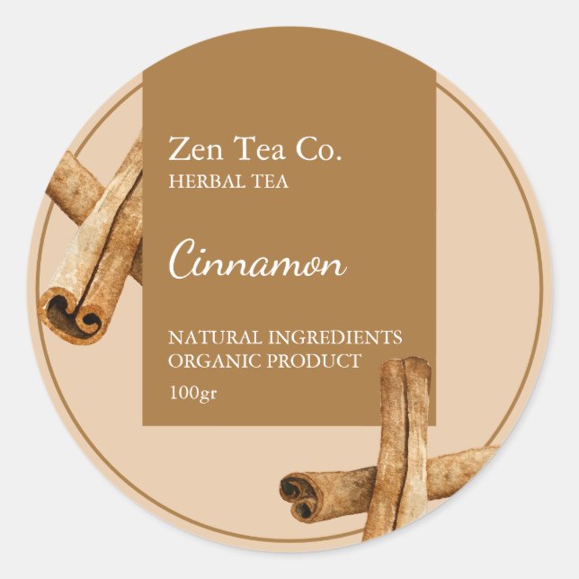 Cinnamon Herbal Tea Business Label (Front)