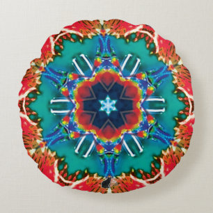 Cinnamon Kaleidoscope  Round Pillow