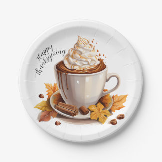 Cinnamon Latte Thanksgiving Paper Plates